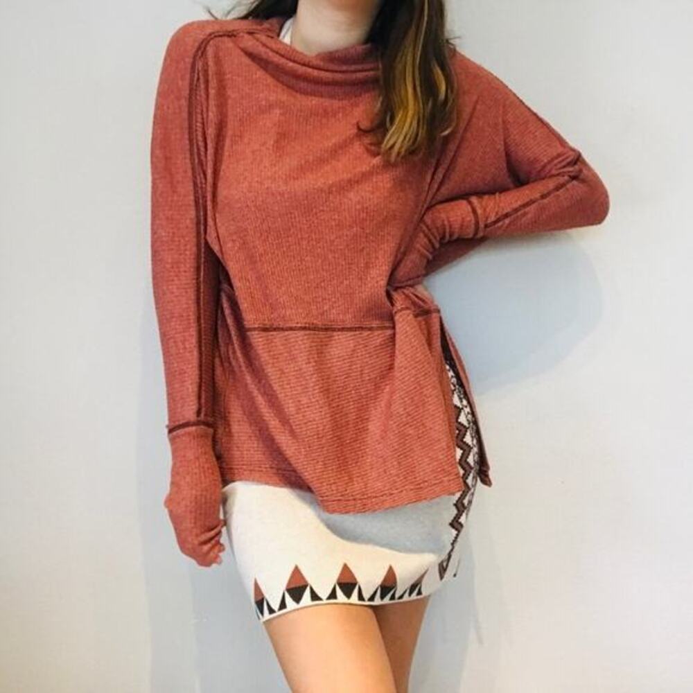 Free People rust orange‎ oversized ribbed thermal
